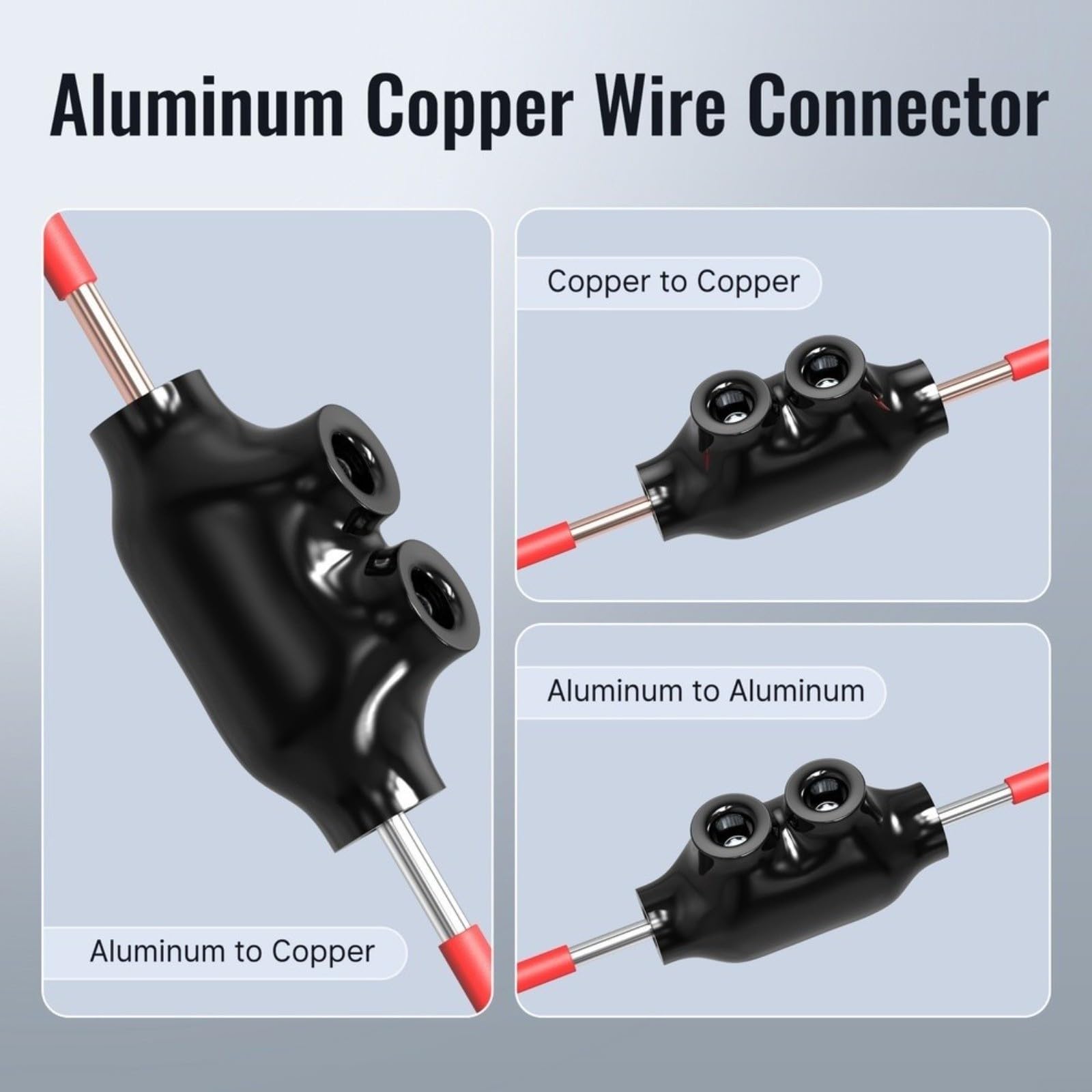4 pezzi morsetti passanti isolati per cavi in alluminio e rame da 6 a 2/0 AWG Connettore multiplo sicuro ad alta resistenza dielettrica per installazioni elettriche in ambienti umidi e