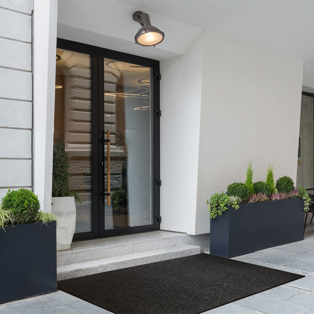 OLIVO.shop Zerbino Ricciolo Vinilico Drenante, Tappeto a rotolo 100x250 cm | 100% pvc antiscivolo, uso esterno, spessore 13 mm, varie misure, zerbino ingresso, casa, aziende, garage, TWIST NERO