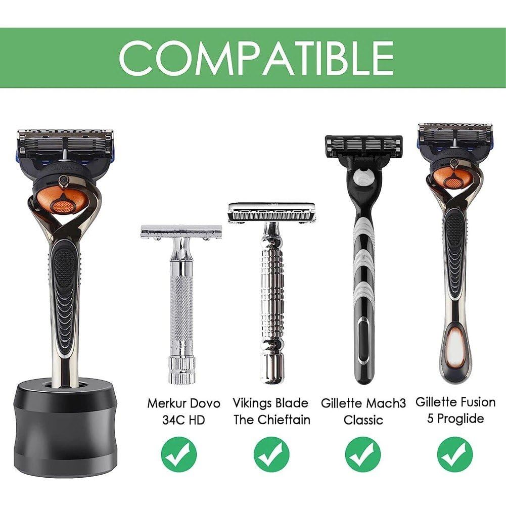 Supporto per Rasoio di Sicurezza, Supporto per Rasatura Uomo in Lega di Alluminio per Ripiani del Bagno Supporto per Rasoio Manuale per Barba in Metallo Uomo