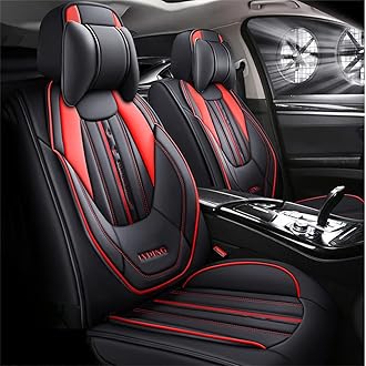 Ruberpig Luxury 5-Seat Car Seat Covers Fit for MX-30 Full Set Cushion Leather Front Rear Seat Protectors Non-Slip Waterproof Durable Vehicle Seat Covers with Headrest(Black Red)
