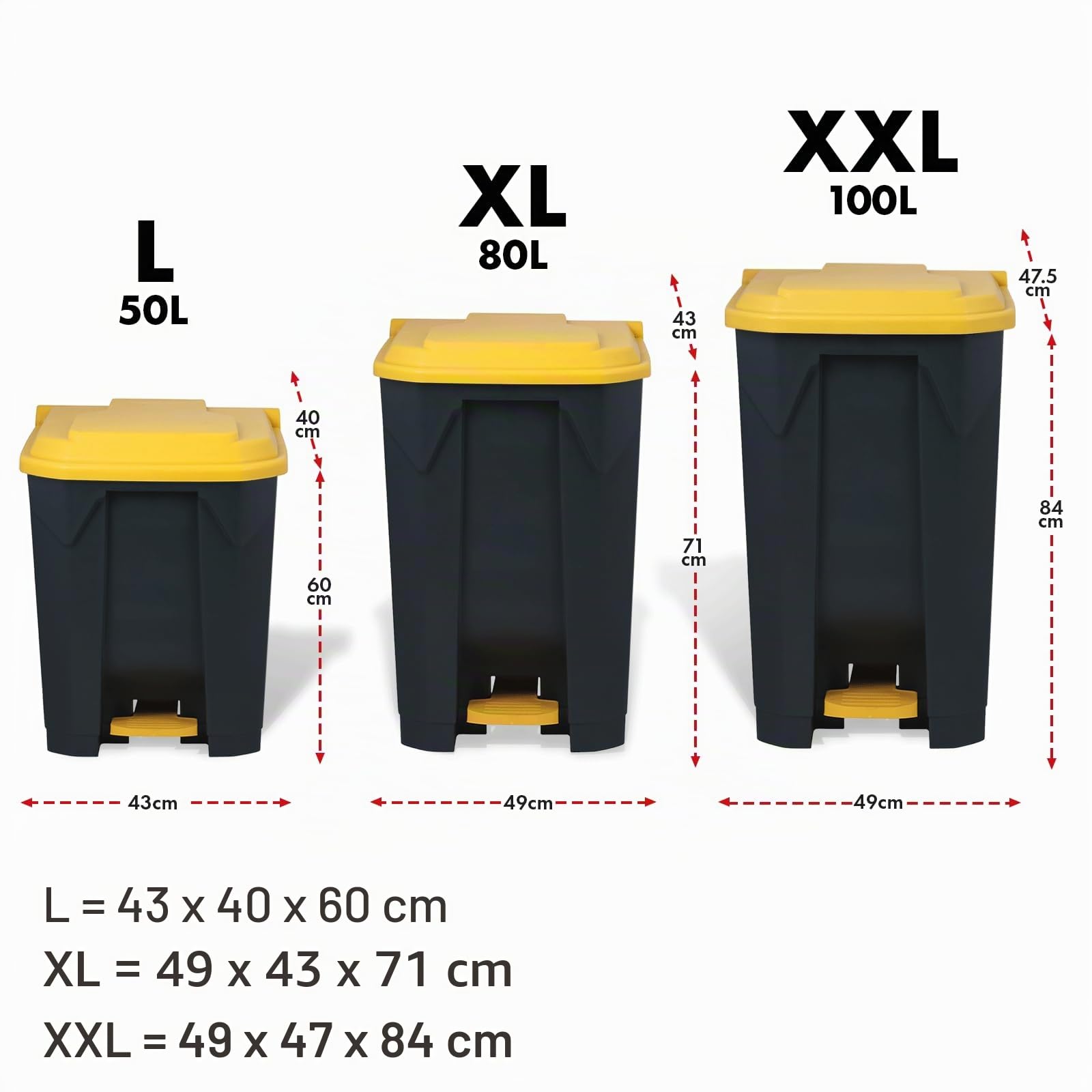 KARAT Pattumiera con coperchio ermetico, 2 maniglie, in plastica, per interni esterni, resistente alle intemperie, ideale per giardino ristorante (giallo (Olaf), 80 l)