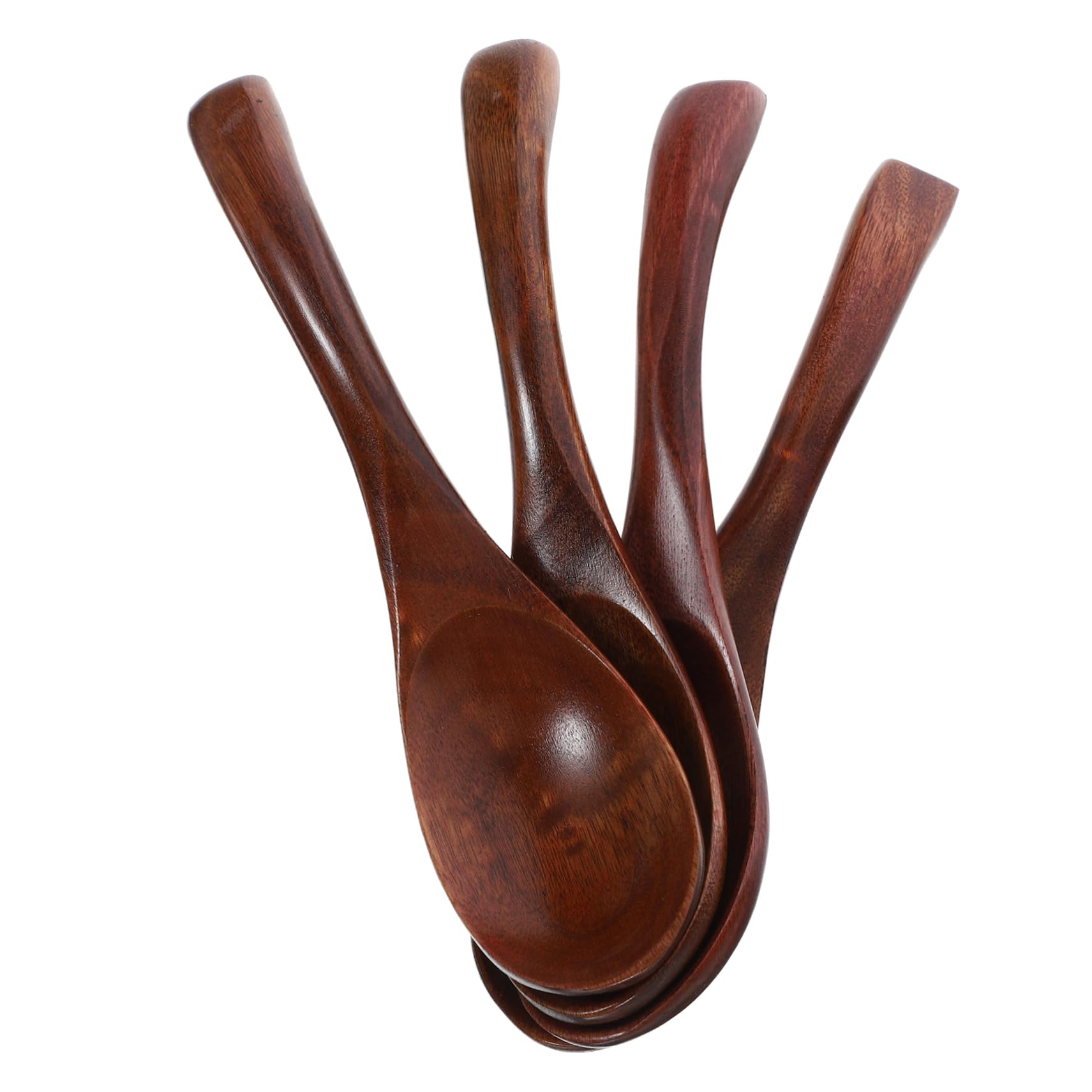 FUNOMOCYA Multipurpose Wooden Spoon Set 4-piece Soup Dessert Salad Spoons Natural Wood Handles for Kitchen Use