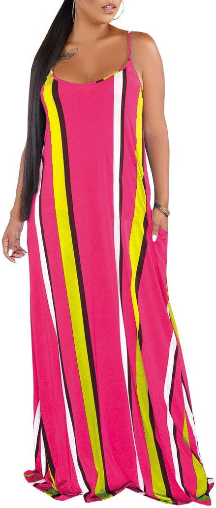 Women's Adjustable Strappy Split Summer Beach Casual Midi Dress…