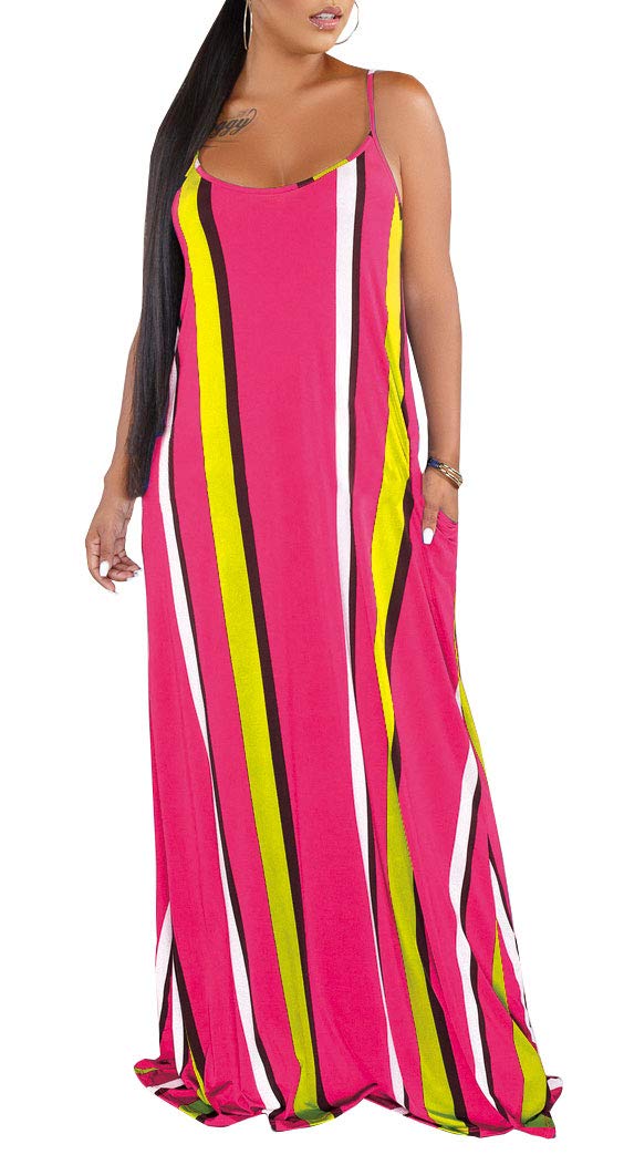 Women's Adjustable Strappy Split Summer Beach Casual Midi Dress…