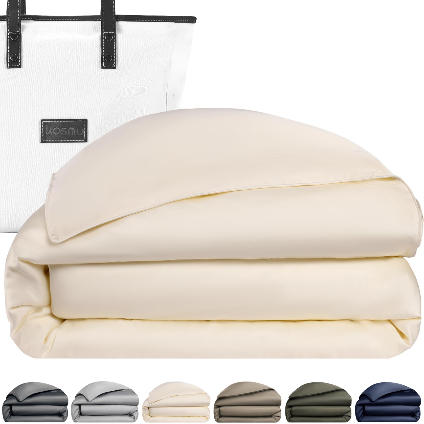 Luxury Bamboo Viscose Duvet Cover | 100% Pure Bamboo Viscose, Soft, Breathable and Cooling for Hot Sleeper | Piped Edge, Hidden Zipper Closure, 8