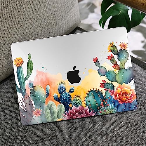 Image of MEEgoodo for M5 /M4 /M3 /M2 MacBook Air 15 inch Case 2026 2025 2024 2023, Case Fit Model (A3448 /A3241 /A3114 /A2941) for MacBook Air 15.3 inch, Tropical Cactus