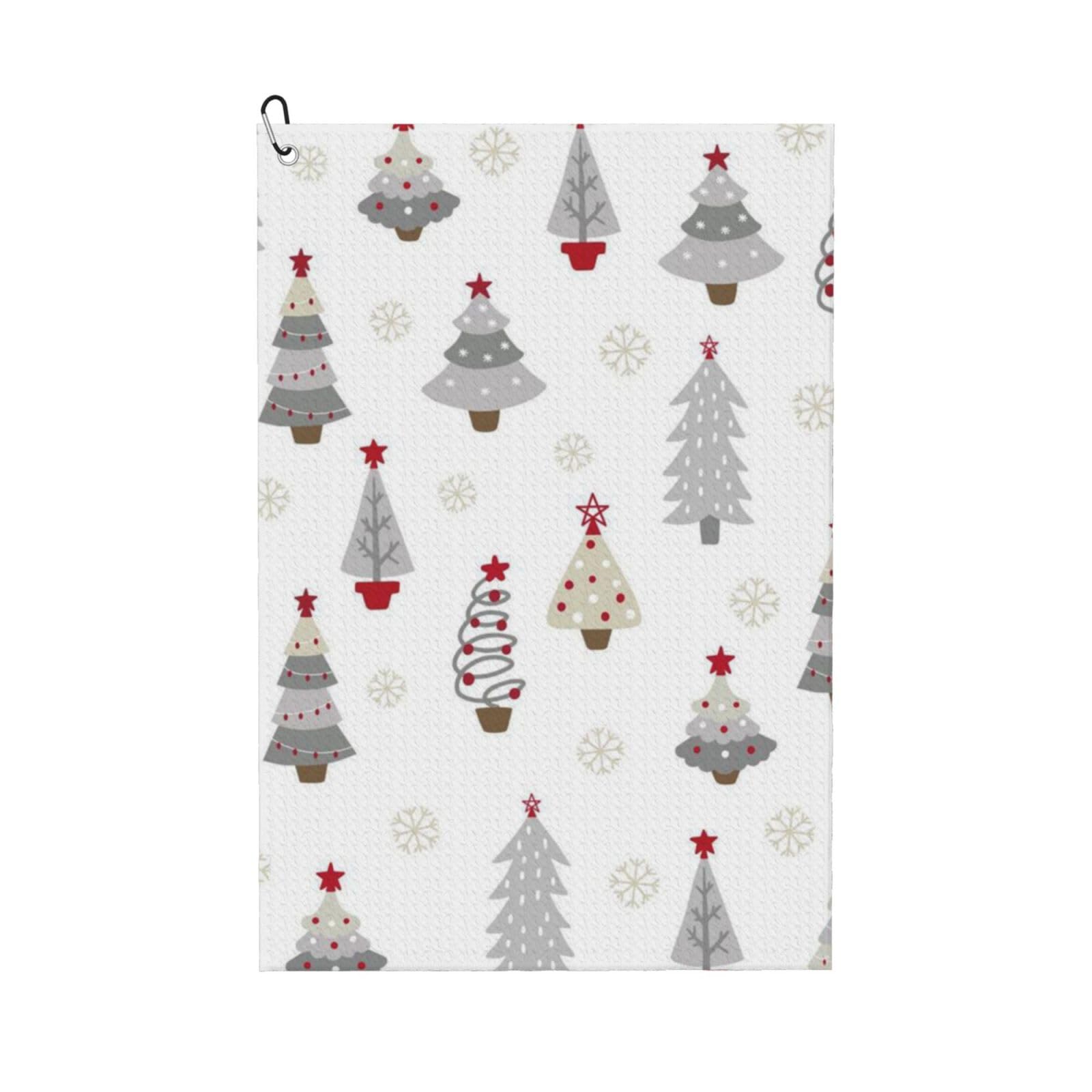Hnnkloy Christmas Tree Pastel Gray, 16x24 in Portable Waffle Golf Towels with Carabiner Clip for Golf Bag