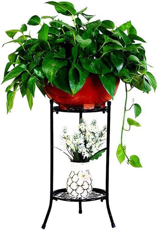 2 Holder Flower Stand Metal Plant Pot Stand Flower Display Shelf Garden Patio Home Outdoor Black Flower Tray Home Decoration