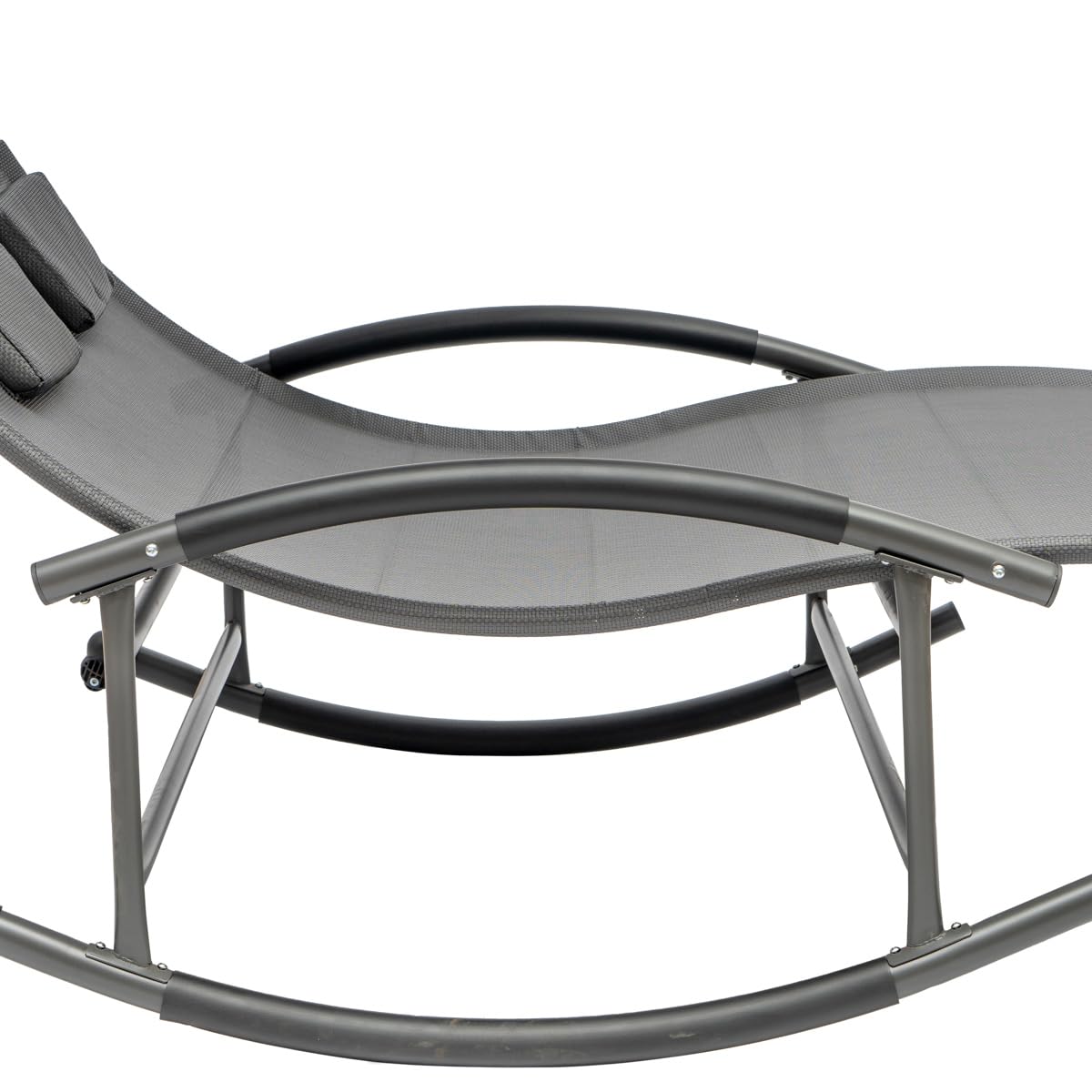 Hortan Lettino 2 Posti Prendisole Acciaio Dondolo Ergonomico Textilene Tetto Parasole Giardino Terrazzo Piscina