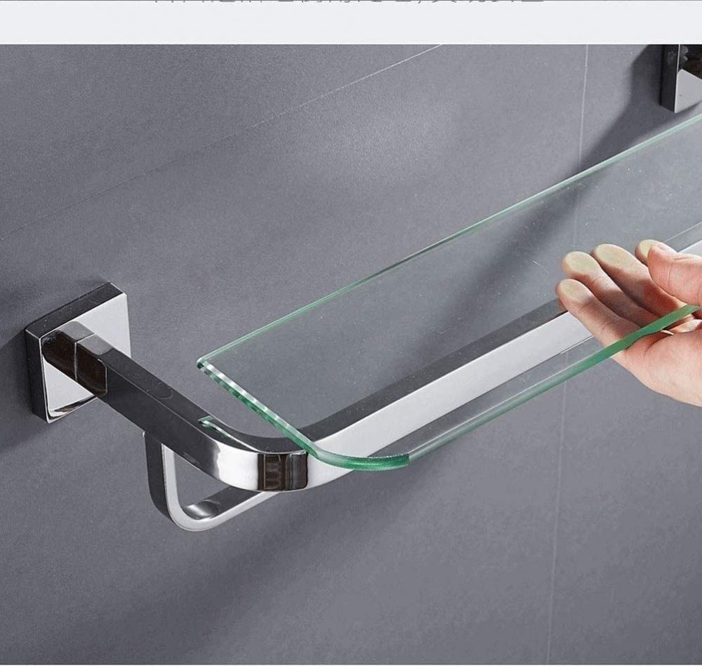 Mensola angolare da bagno a parete, in vetro temperato, 30,5 cm, con barra porta asciugamani, in acciaio inox resistente, design quadrato salvaspazio, ideale per bagni moderni