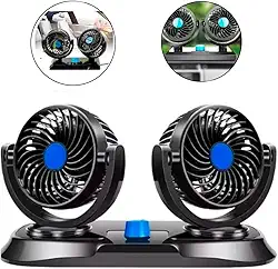 Ventilador Automotivo 12V Carro Caminhão Van Ventilação Ar Condicionado Interno Liga Ventila Portátil Sistema Suporte 2 Níveis Velocidade Duplo Universal Potente Veicular Aparelho
