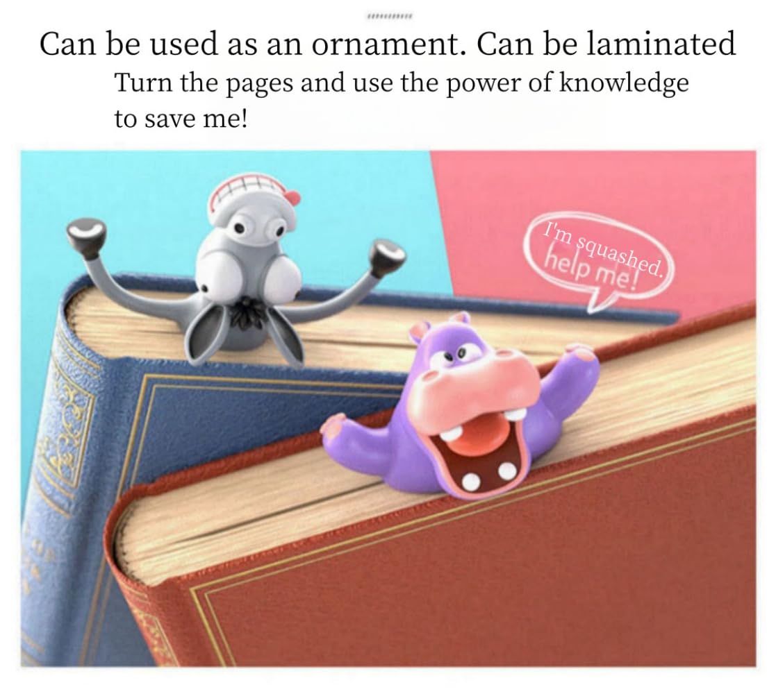 Marque-pages 3D amusants pour femmes et enfants - Animaux amusants - Augmente l'intérêt de la lecture - Fournitures de lecture pour étudiants, enseignants - Fournitures de lecture (tous)