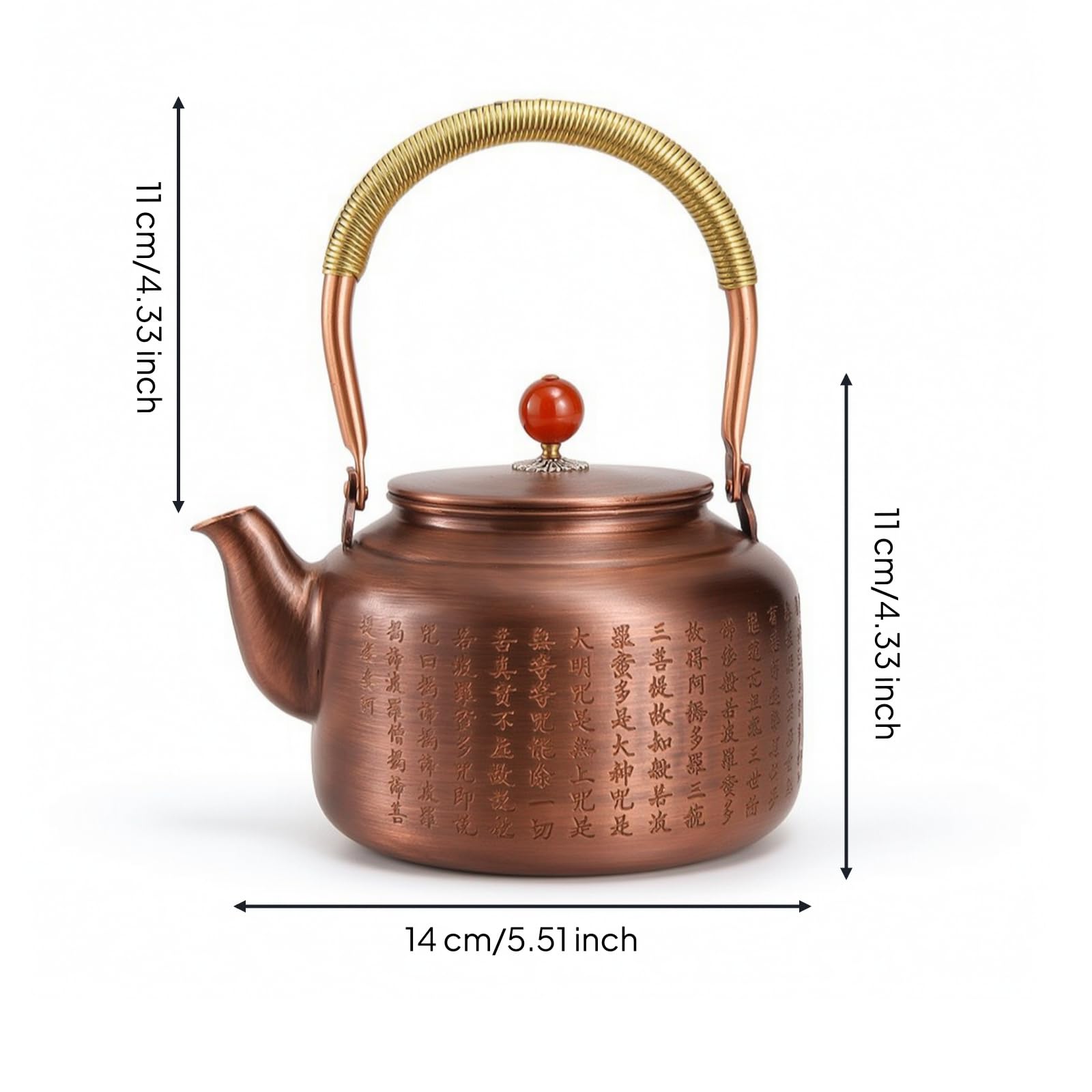 Tetera Cobre Retro Tetera con Asa Arqueada Resistente Al Temperatura Hervidor para Coleccionis, Aficionados Al Té