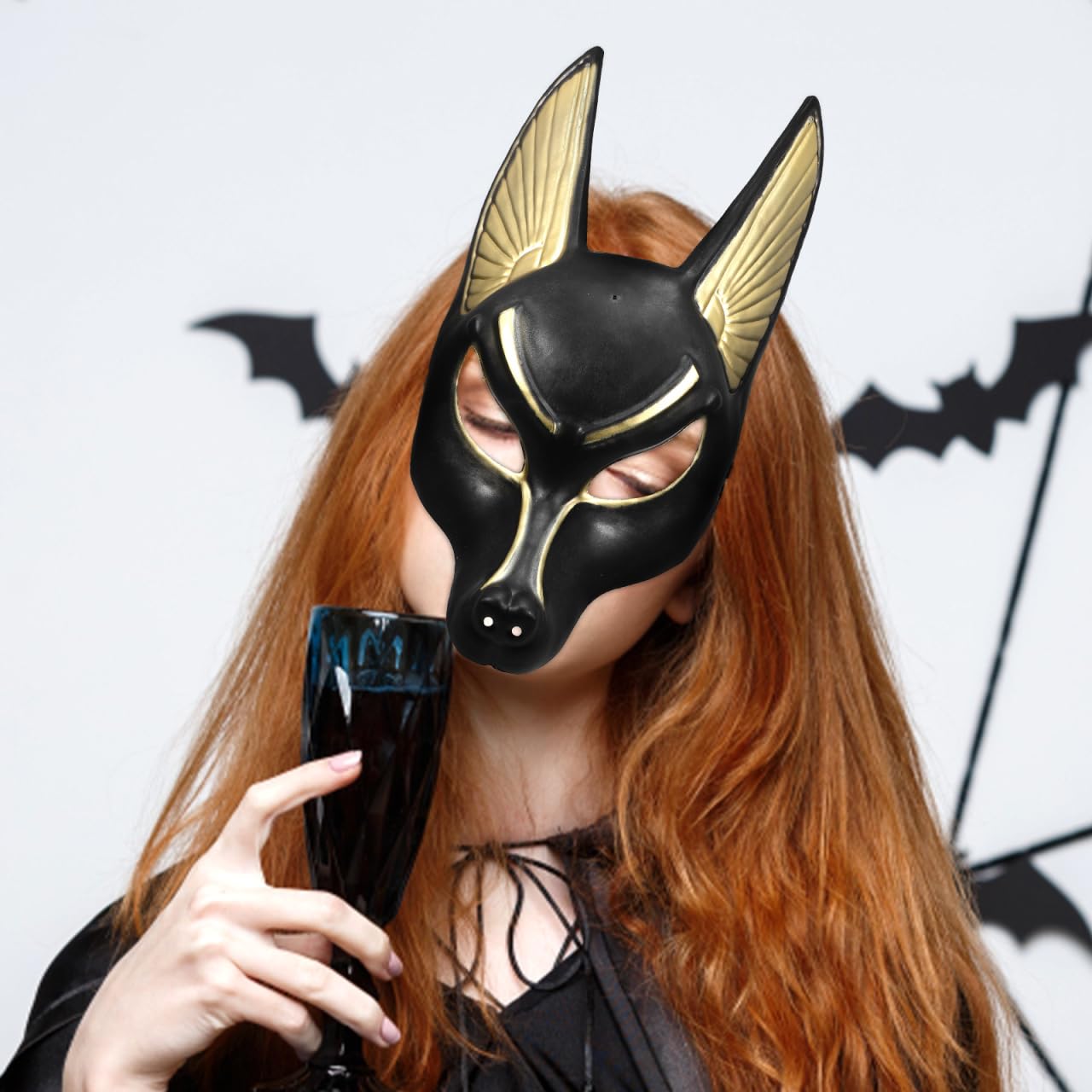 Angoily Anubis Mask Halloween Plastic Mask Cosplay Accessory Egyptian God of Death Costume for Masquerade Party and Themed Events - Image 2
