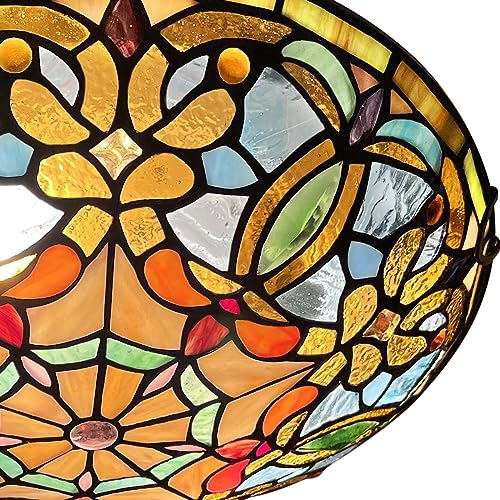 Artzone Tiffany Ceiling Lights, Stained Glass Ceiling Light 2-Lights 12 Inch Tiffany Flush Mount Ceiling Light For Bedroom Dining Living Room Entryway Foyer thumb #2