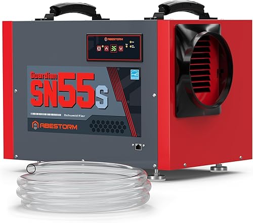 Abestorm Deshumidificador de espacio de arrastre, 120 pinta controla deshumidificadores comerciales con manguera de drenaje para sótano,