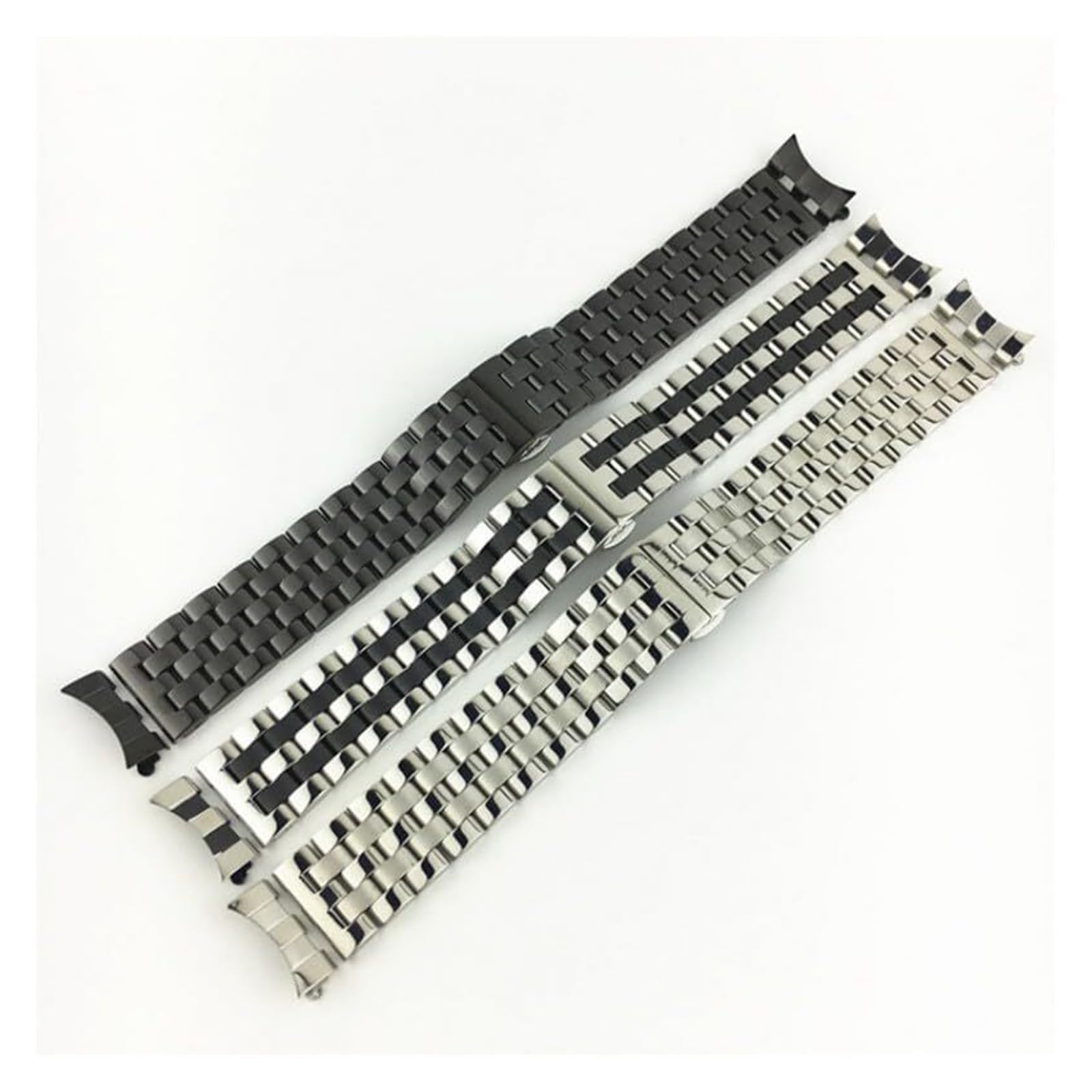 Pasek do zegarka Solidny pasek do zegarka ze stali Paski do zegarków 18mm 20mm 22mm 24mm pasek do zegarka ze stali nierdzewnej metalowa składana klamra zakrzywiona + płaska końcówka bransoletka do zeg