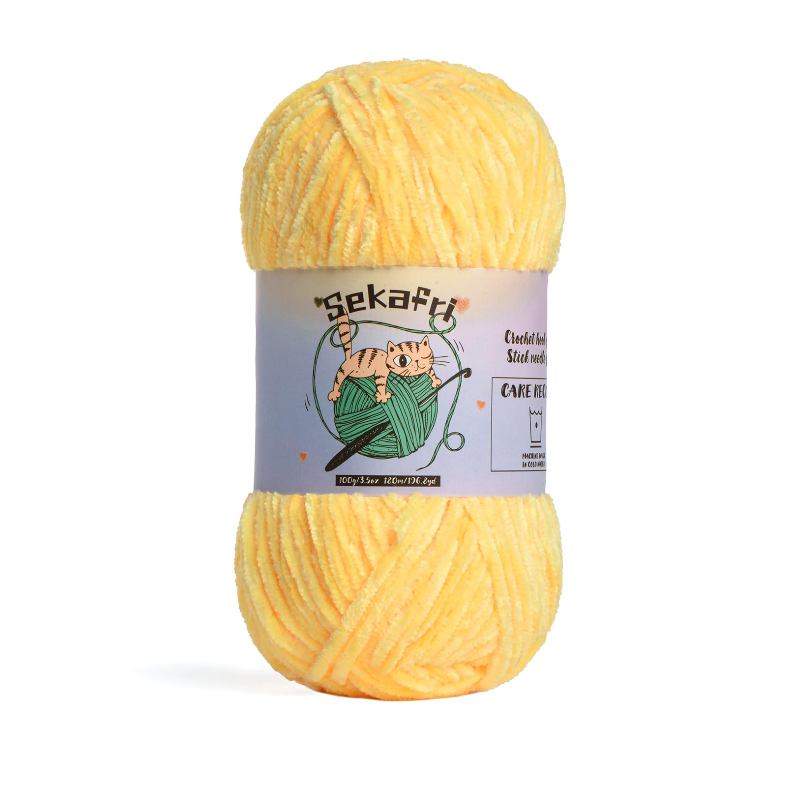 Fuzzy Chenille Yarn for Crocheting Amigurumi Yarn Light Yellow