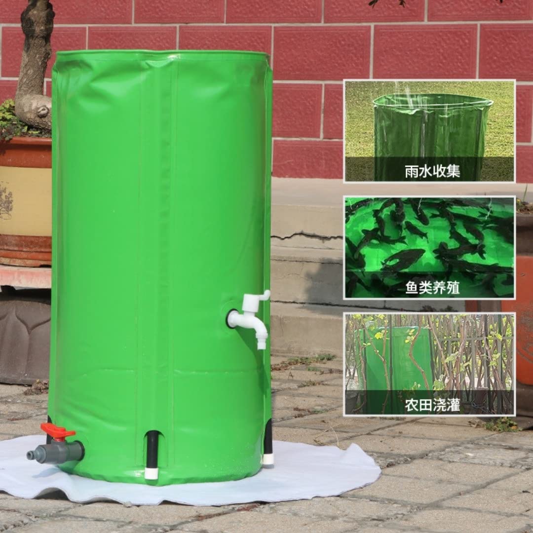 Cubo de recogida de agua de lluvia al aire libre Cubo de almacenamiento de agua de jardín Cubo de recogida de agua de lluvia plegable de PVC (color: verde, tamaño: 380L)