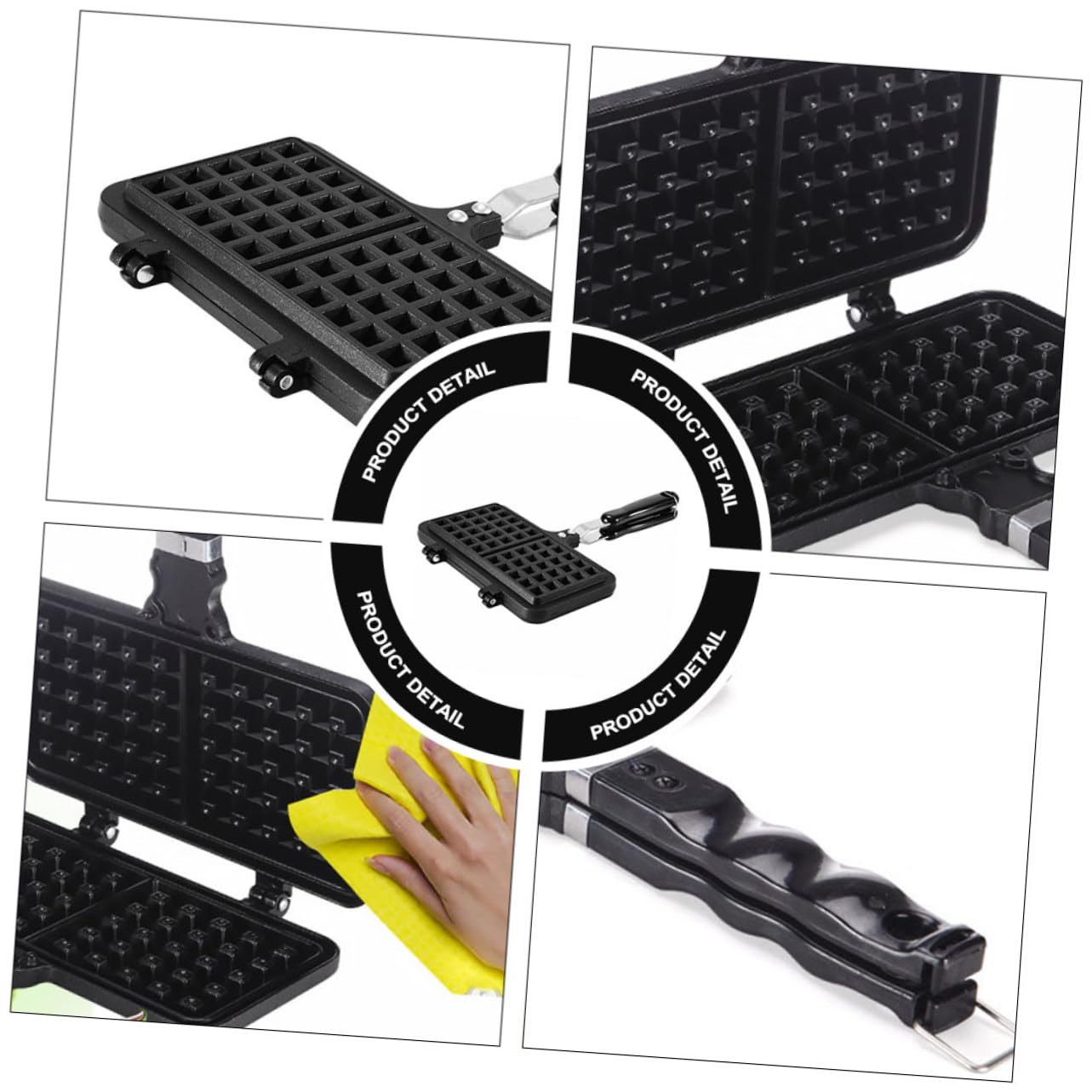Stampo Facile da Pulire e Lavabile in Alluminio Pressofuso e Waffle Nero Piastra per Waffle Preparazione di Dolci Fatti in Casa per Cottura su Fornello