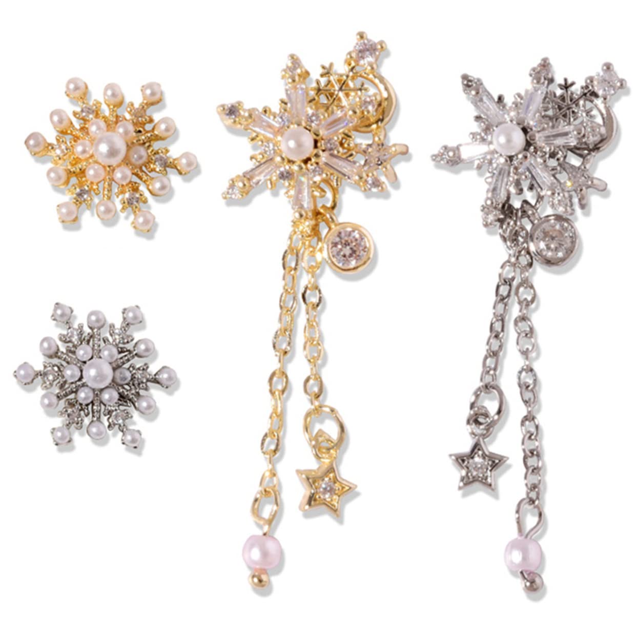 WOFASHPURET 4pcs Christmas Snowflake Nail Charms Nail Jewels Manicure Charms for Acrylic