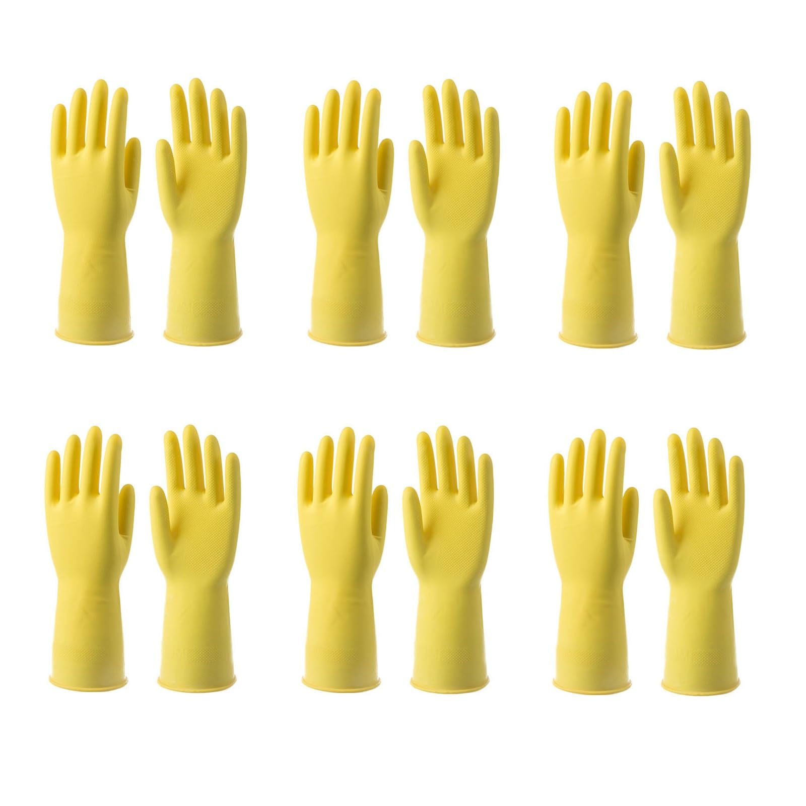 6 Pares Guantes de Limpieza Hogar, Guantes Latex, Guantes de Cocina Baño, Forro de Algodón Reciclado, para Todo Tipo de Tareas de Limpieza y Cuidado, Talla M (Amarillo)