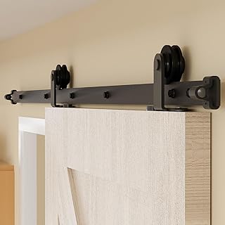 6FT Sliding Barn Door Hardware Kit, Sliding Door Track for 36" Wide Single Wooden Door, Sliding Door Hardware of Carbon Steel, Smoothly and Silently, Easy to Install (T Shape)…