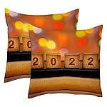 2pcs square pillow case pillowcase satin Comfortable for hair pillow cases pillow cases queen Breathable Ultra Soft Happy New Year 2022 pattern 20x20in