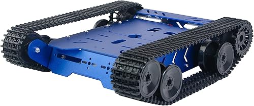 Miniatura 24 de Kit de chasis de coche robot inteligente, chasis de tanque grande de aleación de aluminio, con motores de 2WD para Arduino/Raspberry Pi DIY RC Negro