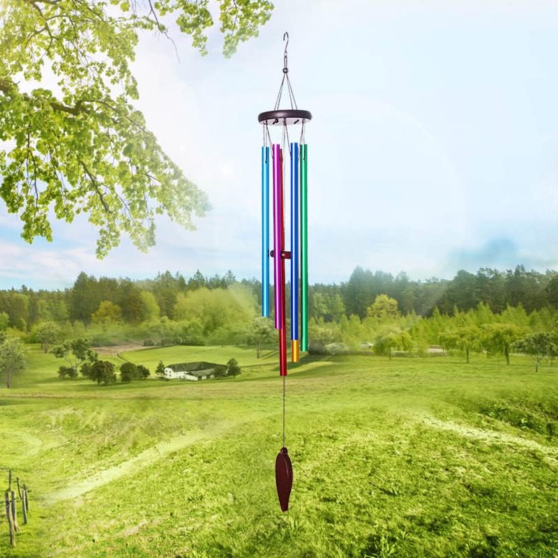 Miniatura 2 de Campanillas de viento de 47.24 pulgadas, coloridas, para el jardín, al aire libre, grandes, color plateado