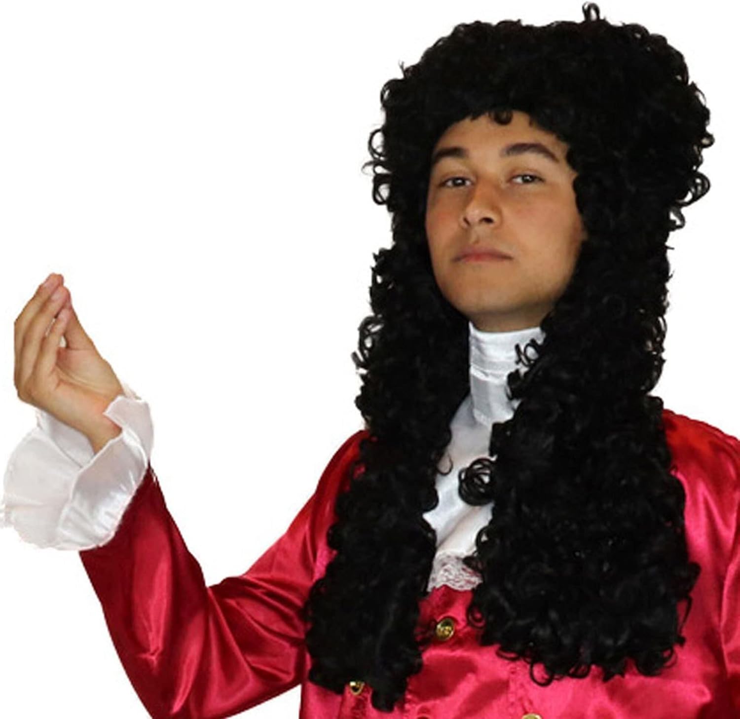 HPO Adult Men’s 18th Century Colonial Judge Historical Nobleman Wig, Multiple Color Options, Cosplay Halloween Costume Party, Breathable Capless Cap, Flame-retardant Synthetic Fiber