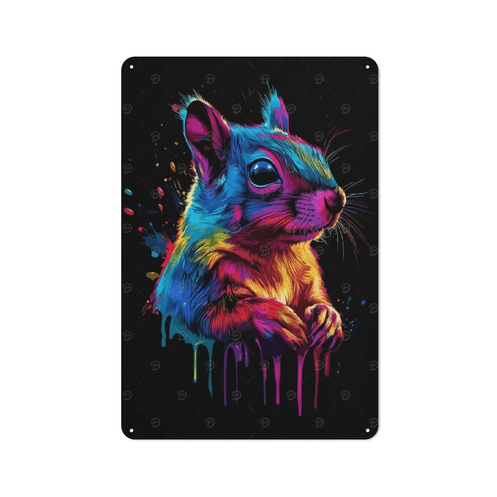 Junmoney Style-10 Metal Wall Sign 30X20cm Featuring Colorful Squirrel Art For Café Or Home Bar, For Collectors Decorating Cafés And Home Bars
