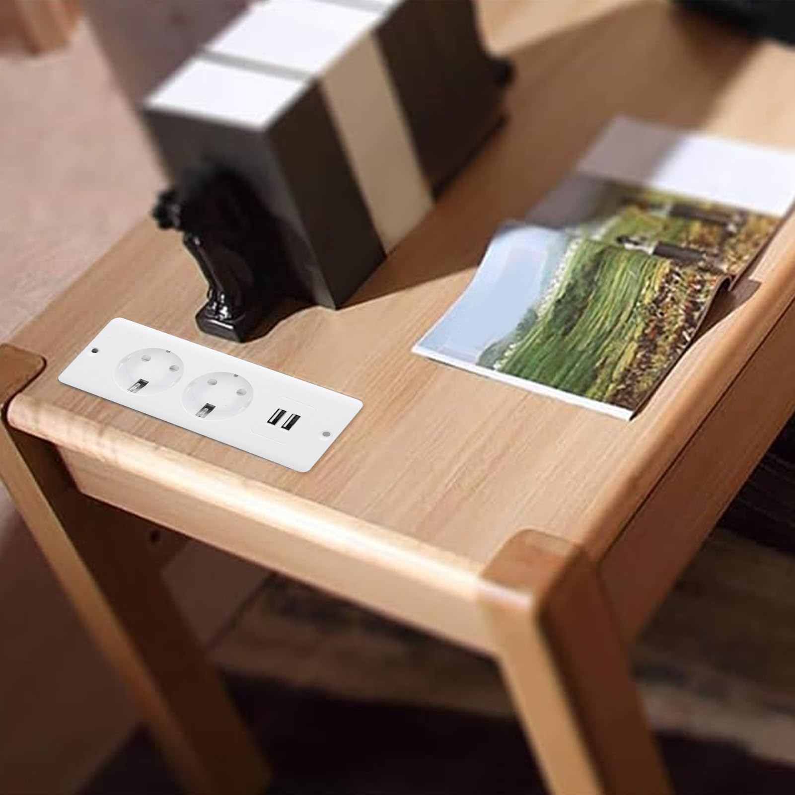 Hub di Alimentazione Presa Multipla Scrivania Incasso 2 USB 2 Porte CA 230-265 V 10A Tavolo Incorporata Spina UE per Attrezzature Meccaniche per Mobili (WHITE)