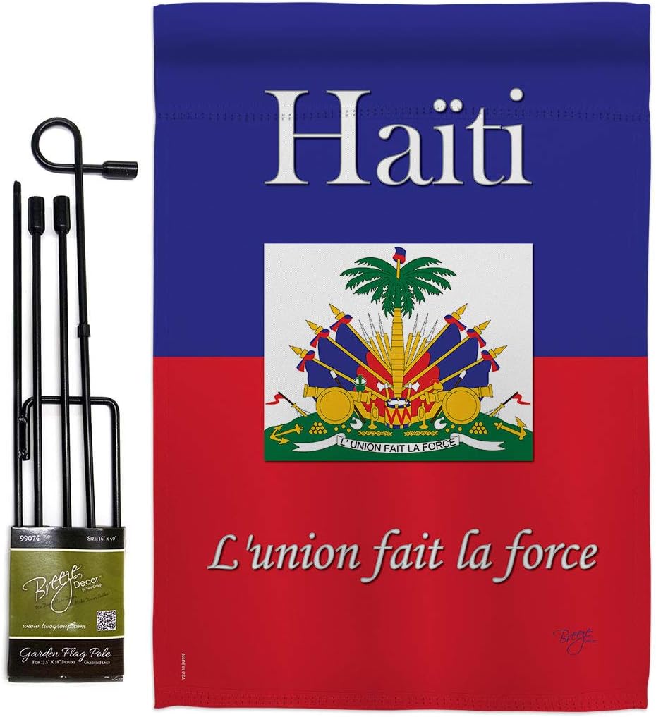 Haiti Burlap Garden Flag Regional Nationality Nation International World Country Particular Area Small Decorative Gift Yard House Banner Double-Sided Made In USA 13 X 18.5