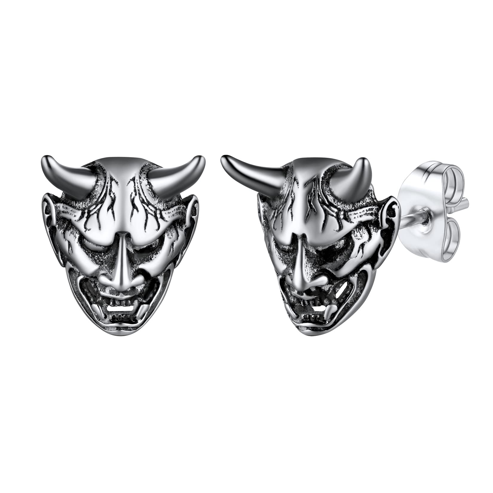 Stainless Steel/Black/18K Gold Plated Personalized Gothic Skull Studs Earrings, Snake Stud Earrings, Goat Devil Earrings, Wolf Earrings Halloween Earrings for Men Women