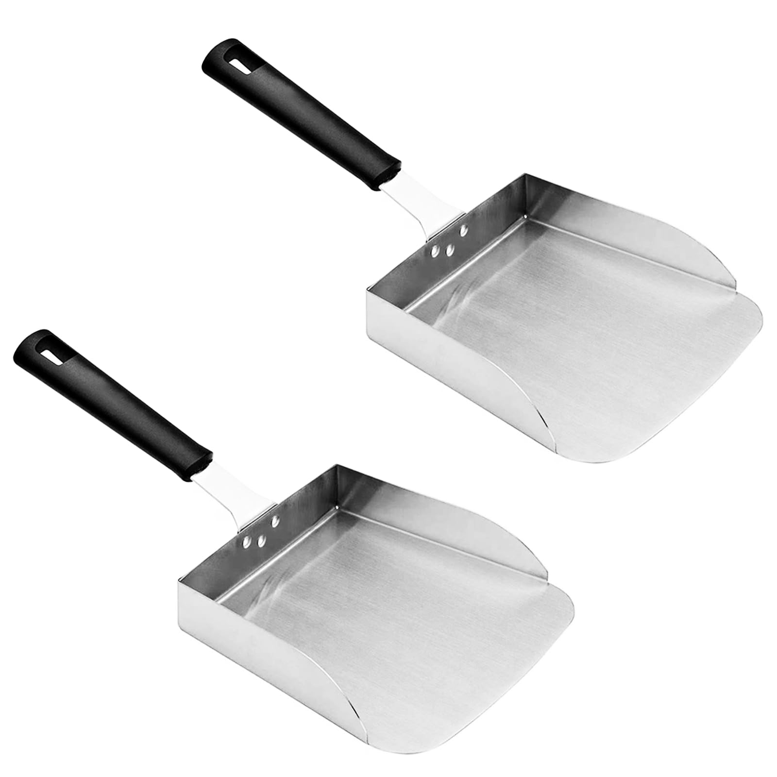 Confezione da 2 spatole grandi in acciaio inox, per grill, hamburger e cibo in acciaio inox, raschietto per griglia, spatola per hamburger, per barbecue e piastra superiore piatta