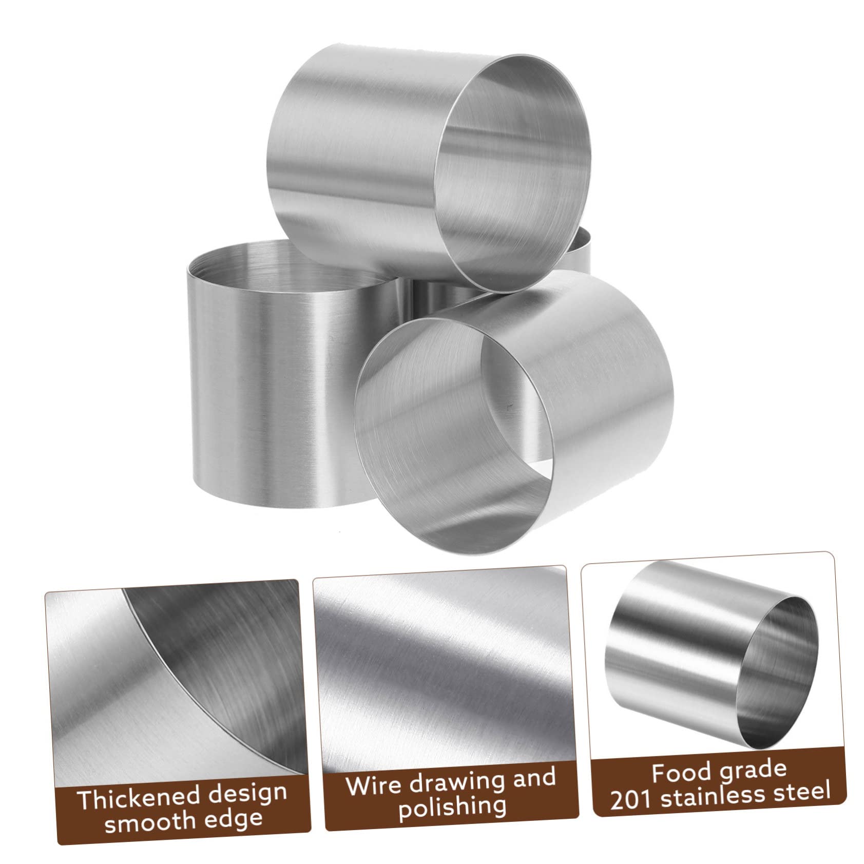 ABOOFAN Molde 8 Piezas de Acero Inoxidable para Mini Tartas Redondo | Plata, Bordes Lisos y Desmolde Fácil, Reutilizable, Acabado Anti Huellas para Postres y Mousse