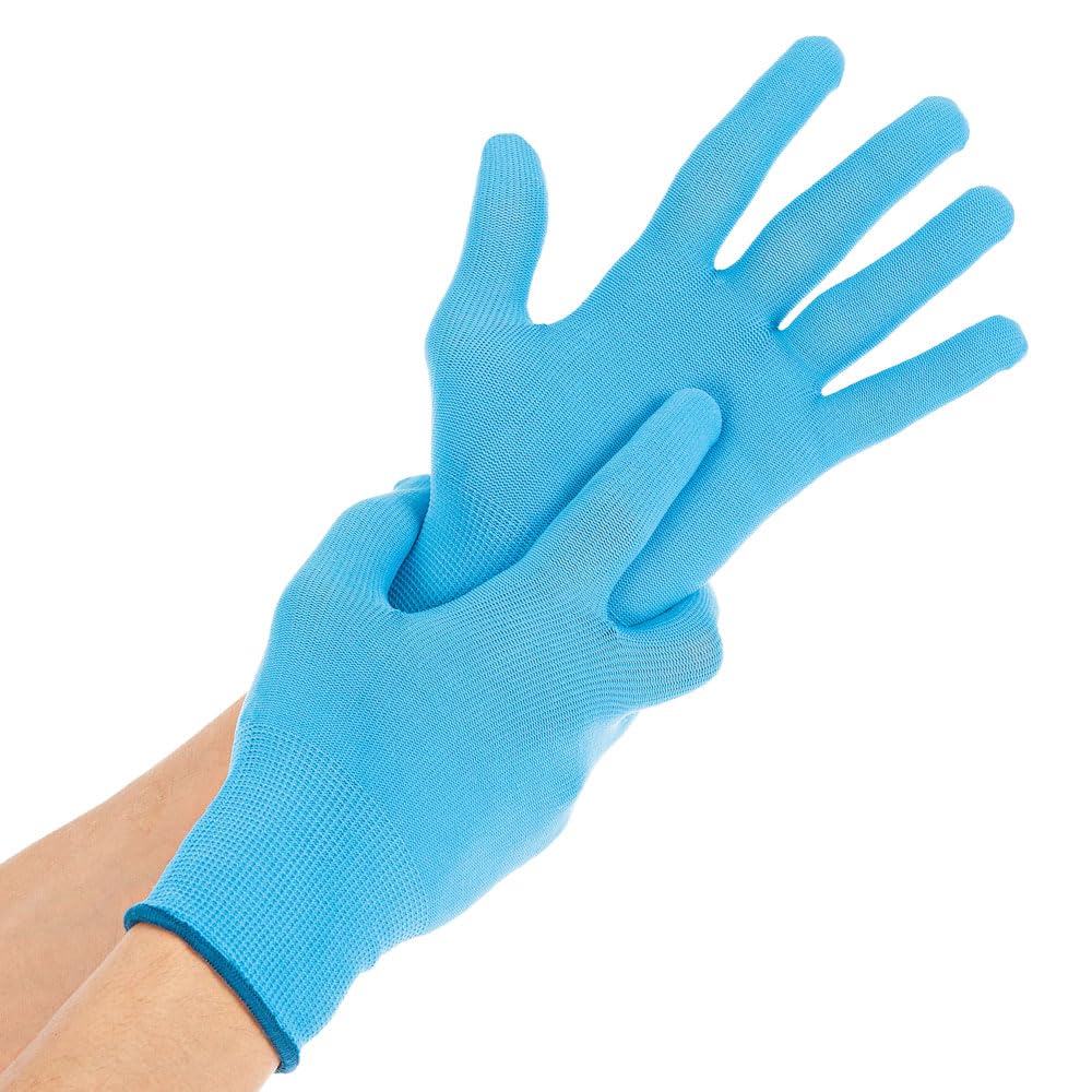 Hygostar Allfood - Guantes de punto fino (12 unidades, nailon, 9/L, L: 25 cm, nailon, 25 cm), color azul