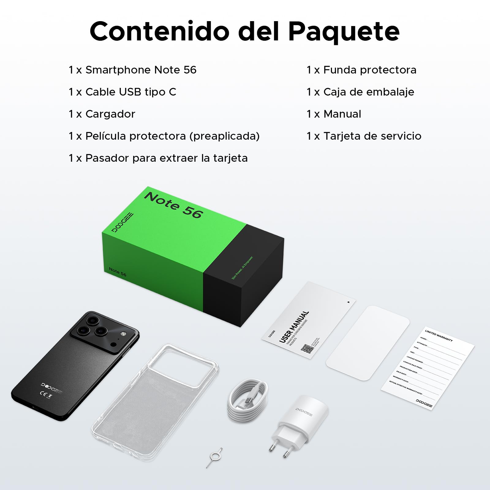 Note56 Android 16 Telefono Movil Libres, 6150mAh 24GB+ 64GB/2TB Smartphone, Octa Core Telefonos Moviles HD+ 6,56", Cámara 8MP Teléfono Móvil, Gemini AI/Dual SIM/Face ID/GPS/OTG/Widevine L1
