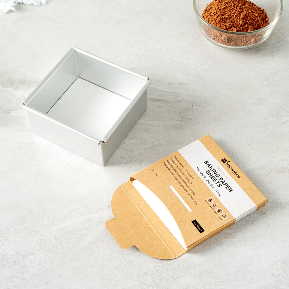 Pastry Tek - Hoja de papel para hornear de papel blanco, precortada, recubierta de silicona, 4 x 4 pulgadas, caja de 1000 unidades