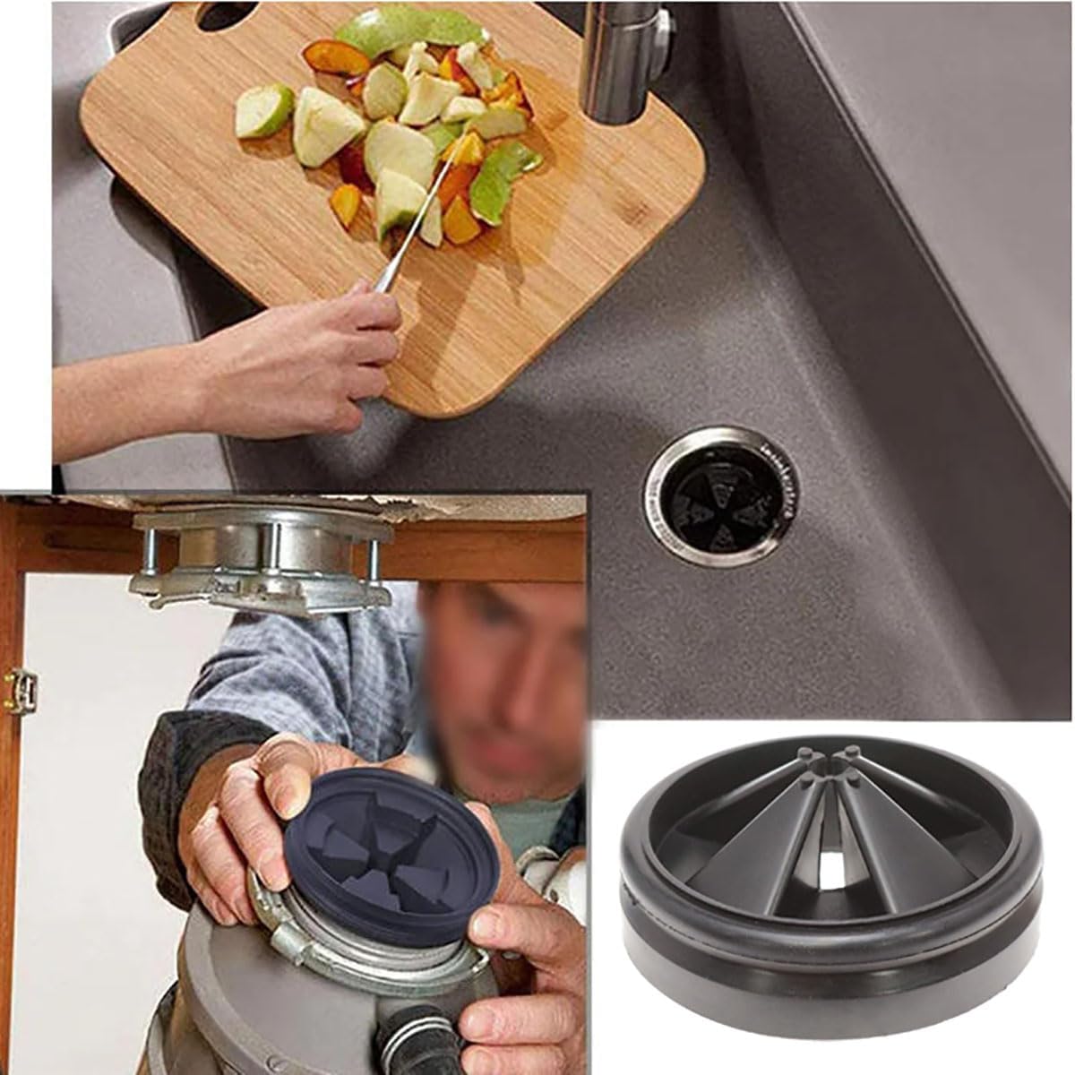 Lovelysp Garbage Disposal Splash Guard Drain Splash Guard Collar Quiet Collar Cover Rubber Sink Baffle Quiet Cover Replacement (Black) 1PCS