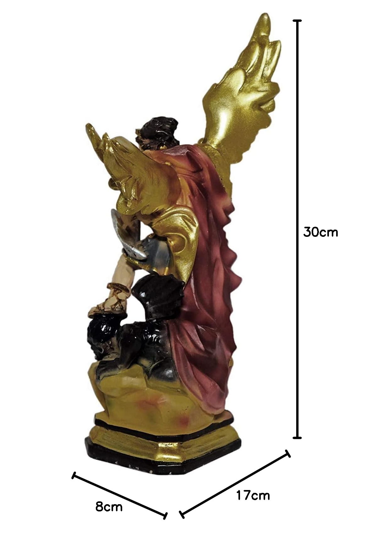 Geschenkidee - 30 cm Heiligenfigur Heiliger Michael Erzengel Schutzpatron Deutschlands und der Kirche - Handgemalte Figur auf Sockel - Hochwertiger Kunstguss aus Resin – Dekoration