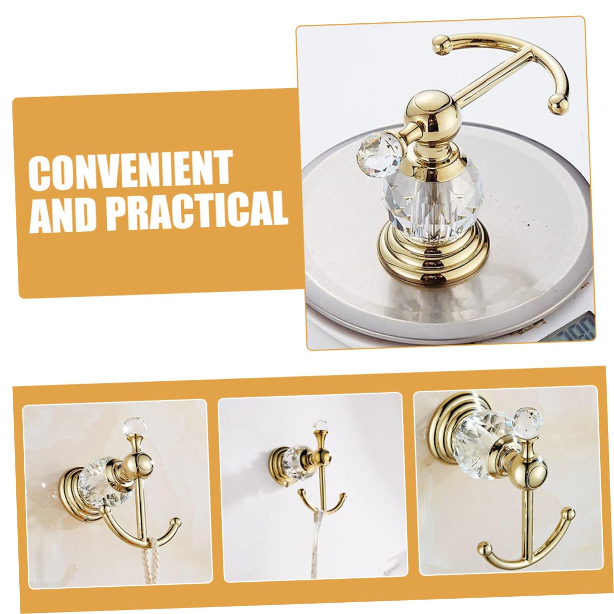 Gancio Appendiabiti senza Bavure in Acciaio Inossidabile Oro Superficie dal Design Contemporaneo Resistente per Ingresso e Cucina