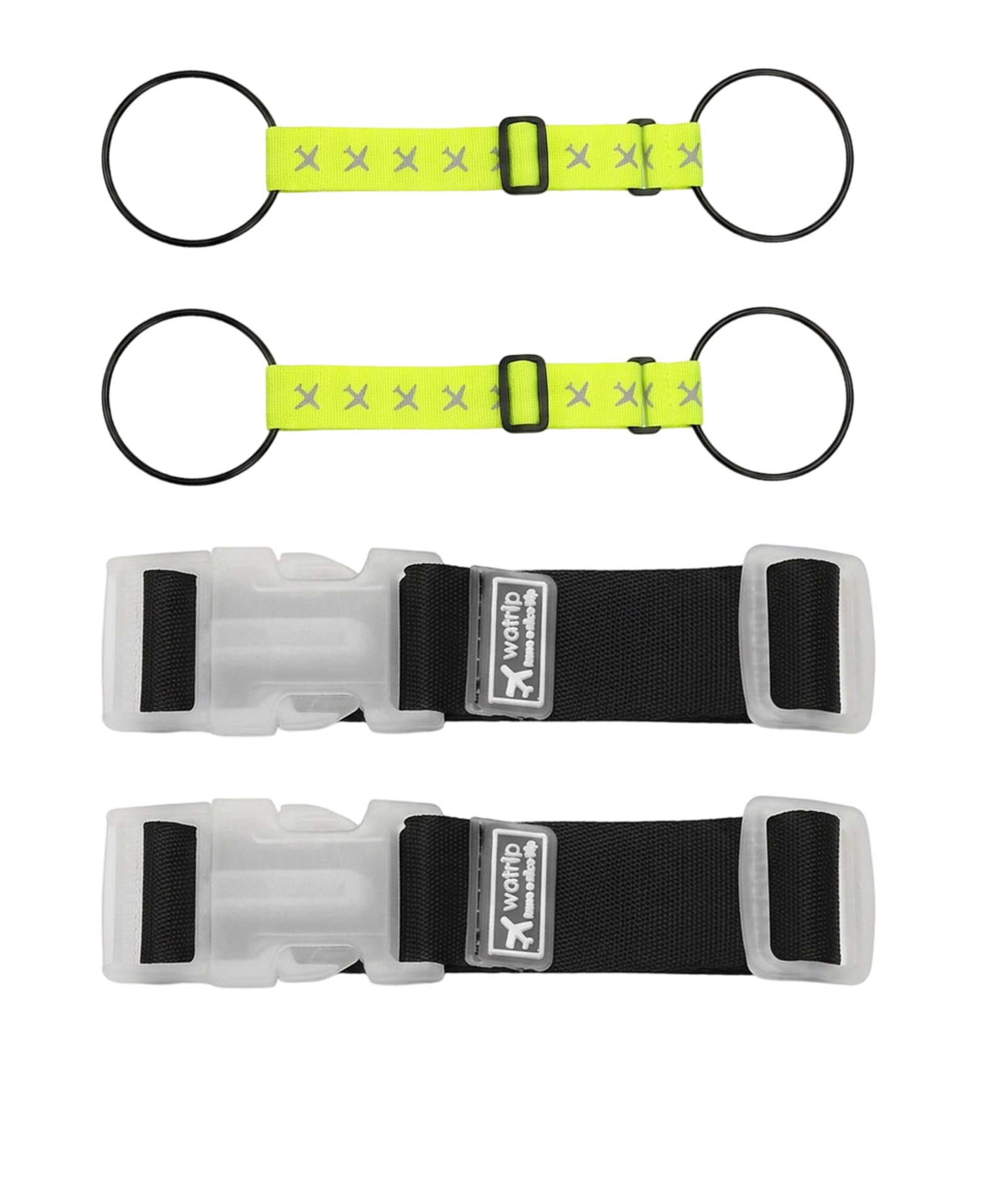 4 Pcs Luggage Straps for Suitcases, Bag Belt Strap Set with Airplane Design, Adjustable Luggage Straps for Multiple Bag Security During Travel, Fluorescent Green and Black Color Combination-image-44