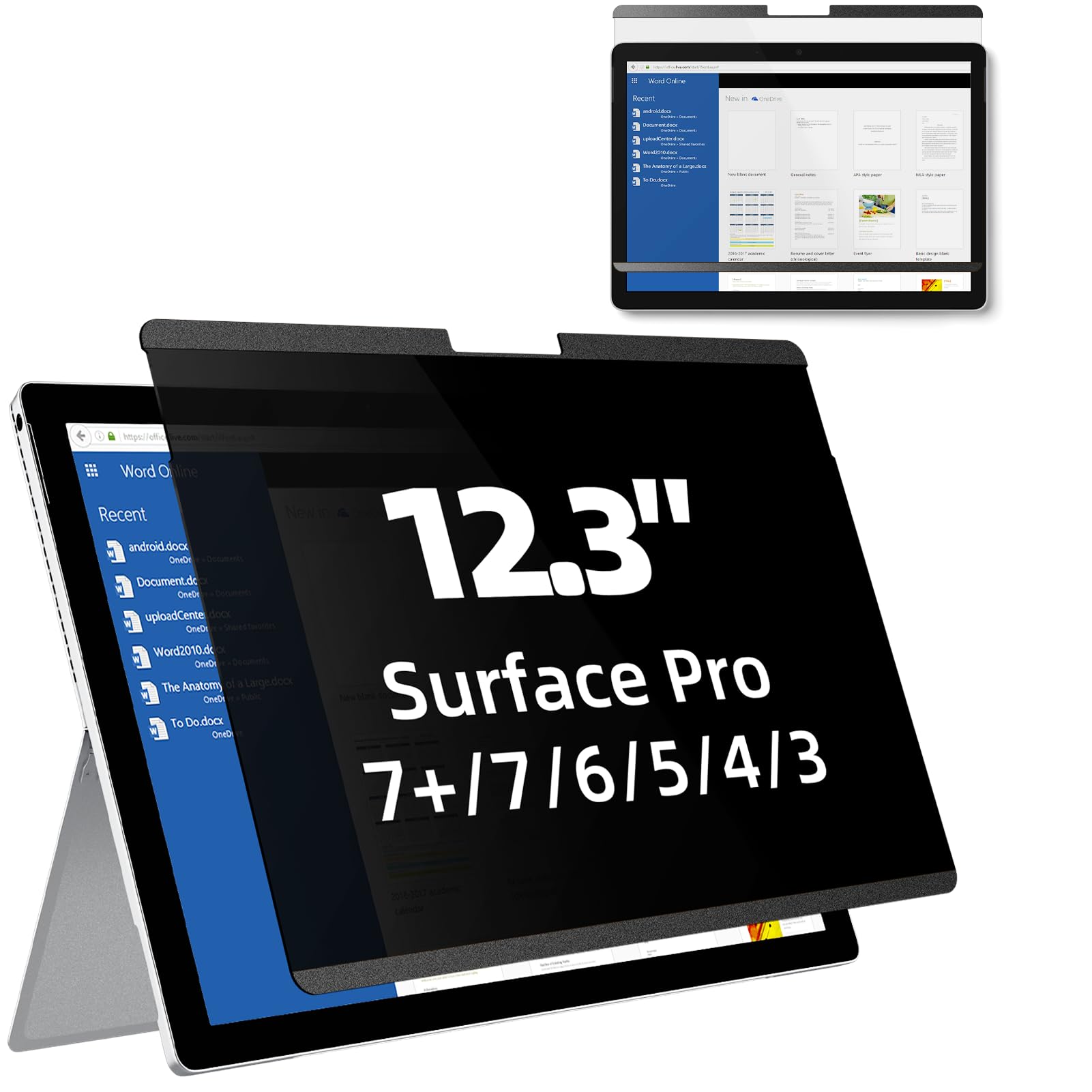 Mamol Magnetic Privacy Screen for 12.3 inch Surface Pro 7 Plus/7/6/5/4/3, Removable Anti Glare Blue Light Filter, Anti-Spy Screen Protector for Microsoft Surface Pro 7+, Pro 7, Pro 6, Pro 5, Pro 4/3