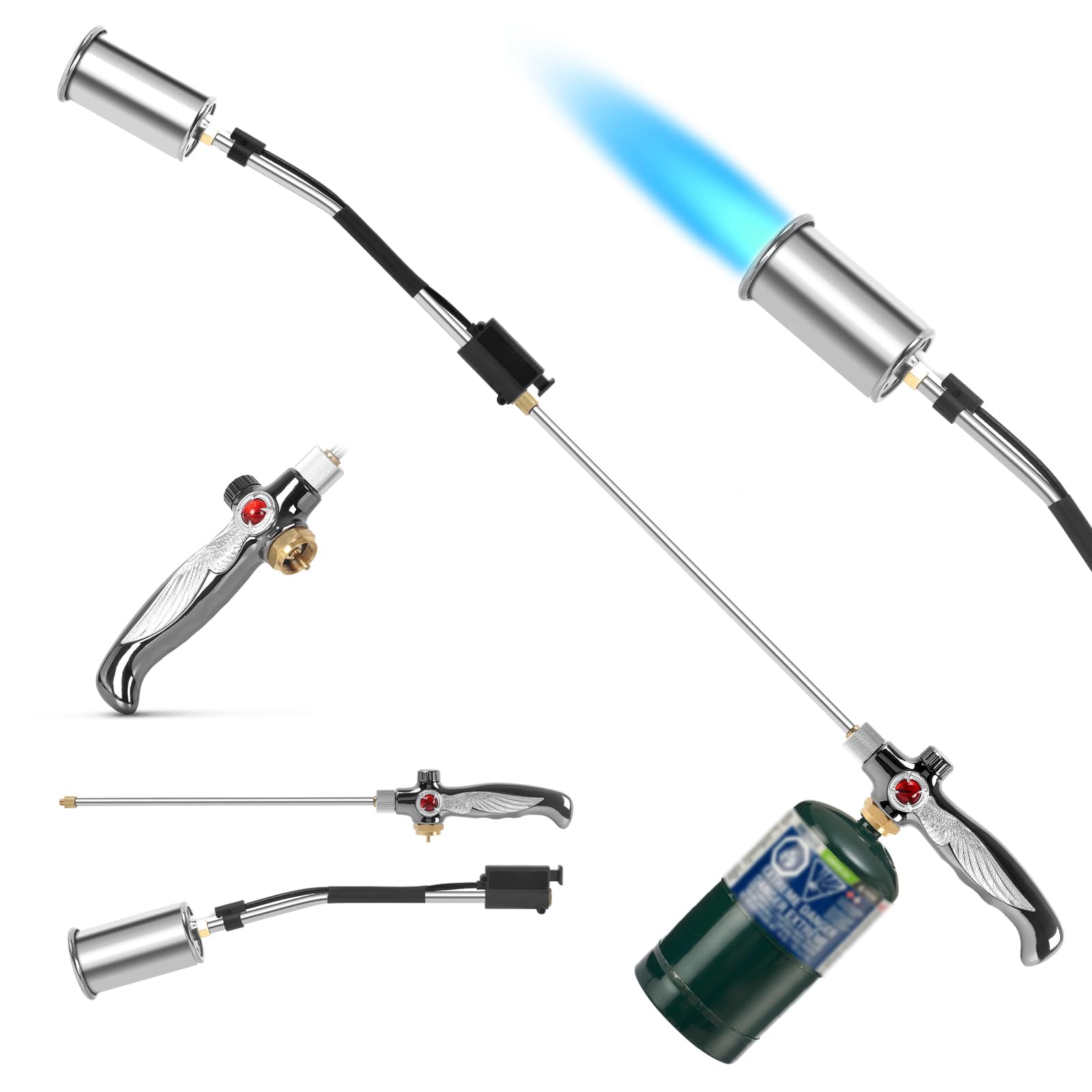 Propane Torch Weed Burner, 37in High Output Blow Torch, Detachable Long Arm