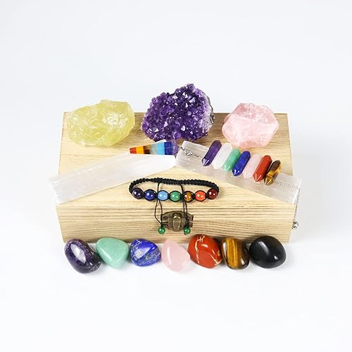 Miniatura 6 de Nvzi Juego de cristales y piedras curativas, kit de cristales curativos, varitas de selenita, obsidiana, cuarzo rosa, cristal de amatista, cristal