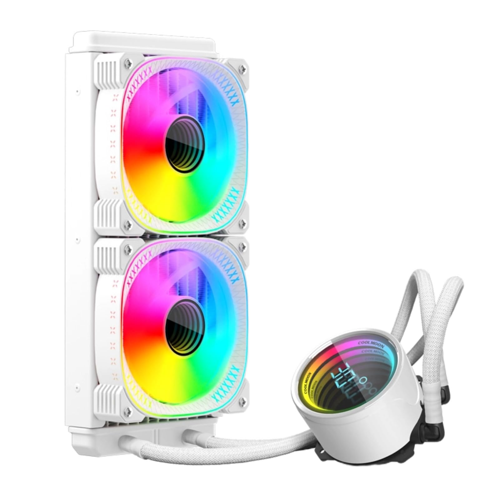 Jiawu Dissipatore CPU a Liquido da 240 Mm, Schermo LCD da 2,2", Dissipatore AIO ARGB da 240 Mm, Doppie Ventole PWM con 1800 Giri/min, Supporto per AM4 AM5, LGA1851/1700 (WHITE)