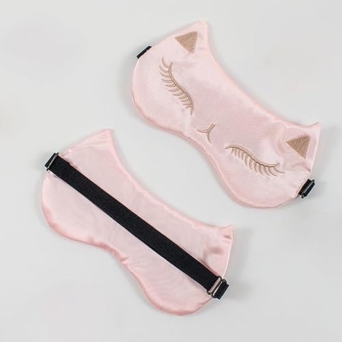 Miniatura 2 de Máscaras para dormir de gatos, 4 unidades, máscara de ojos sedosa, suave y opaca con banda ajustable para mujeres, adolescentes, niñas, viajes