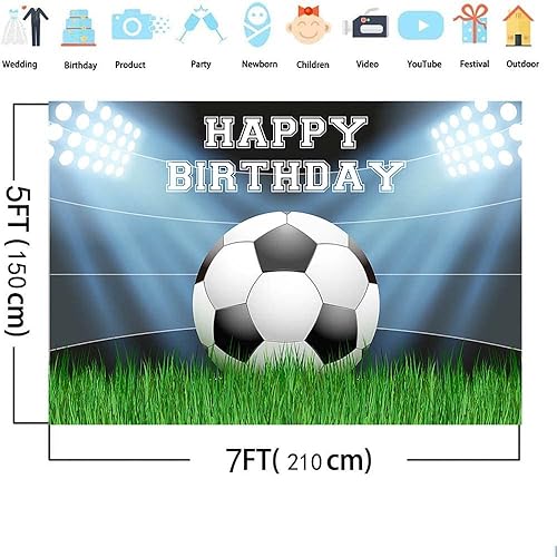 Miniatura 4 de Telón de fondo de fiesta de cumpleaños de fútbol, fondo de fotos de campo de fútbol, decoración de fiesta de fútbol para hombres, campo de fútbol,